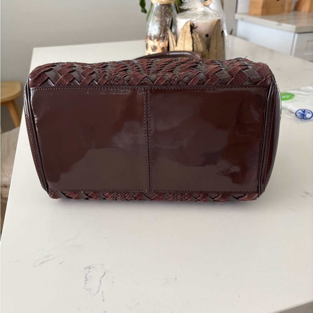 Brown Leather Satchel with Woven Design Cole Haan beuty! Like new beutiful - Picture 3 of 5